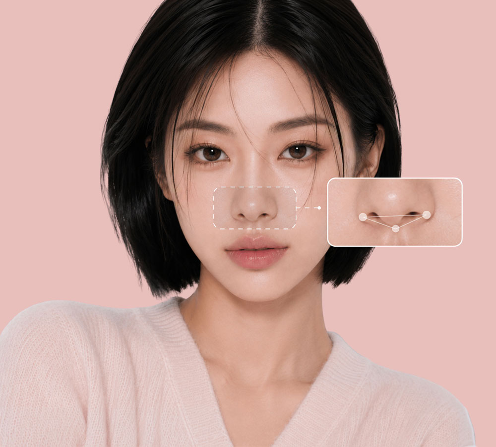 理想的なACR比率を示す鼻の側面写真