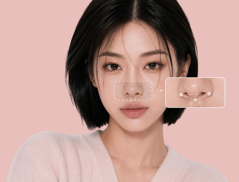 理想的なACR比率を示す鼻の側面写真