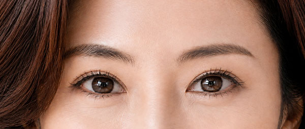 目と眉の間が広がり、明るく優しい印象